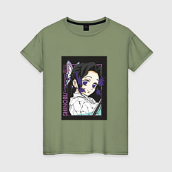 Женская футболка Клинок рассекающий демонов Шинобу Кочо портрет