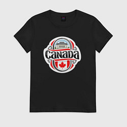 Футболка хлопковая женская Canada country, цвет: черный