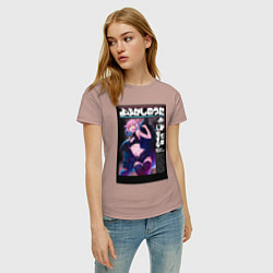 Футболка хлопковая женская Песнь ночных сов Надзуна Нанакуса вампир, цвет: пыльно-розовый — фото 2