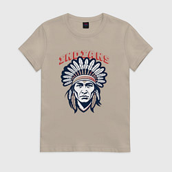 Футболка хлопковая женская Индеец прерий, цвет: миндальный