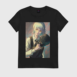 Футболка хлопковая женская Человек-бензопила Кига одна из четырех всадников, цвет: черный
