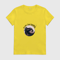 Футболка хлопковая женская Енот Педро из Тик Ток, цвет: желтый