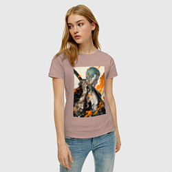 Футболка хлопковая женская Ван-Пис Зоро Ророноа фехтовальщик, цвет: пыльно-розовый — фото 2
