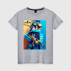 Футболка хлопковая женская Counter Strike and Minecraft - collaboration, цвет: меланж