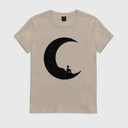 Футболка хлопковая женская Moon boy, цвет: миндальный