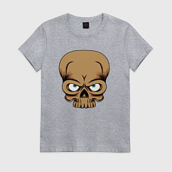 Футболка хлопковая женская Хмурый черепок, цвет: меланж