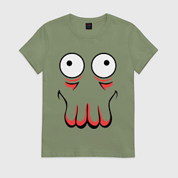Футболка хлопковая женская John Zoidberg Face, цвет: авокадо