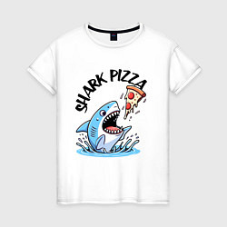 Футболка хлопковая женская Shark pizza - ai art fantasy, цвет: белый