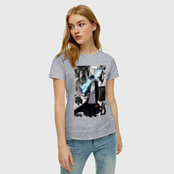 Футболка хлопковая женская Поднятие уровня в одиночку Джину Сон охотник колла, цвет: меланж — фото 2