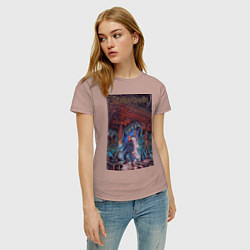 Футболка хлопковая женская Магическая битва Юдзи Итадори Сукуна Рёмэн, цвет: пыльно-розовый — фото 2