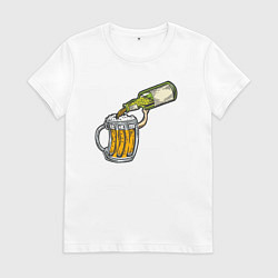 Футболка хлопковая женская Наливаю пивко, цвет: белый