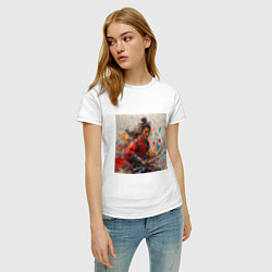 Футболка хлопковая женская Краски самурая, цвет: белый — фото 2