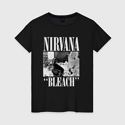 Футболка хлопковая женская Nirvana bleach black album, цвет: черный