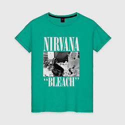 Футболка хлопковая женская Nirvana bleach black album, цвет: зеленый