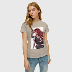 Футболка хлопковая женская Реинкарнация безработного Бореас Грейрат, цвет: миндальный — фото 2