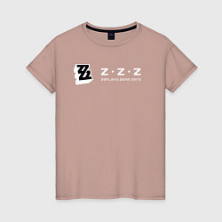 Футболка хлопковая женская Zenless zone zero логотип, цвет: пыльно-розовый