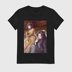 Футболка хлопковая женская Монолог фармацевта Жэньши выпивает, цвет: черный