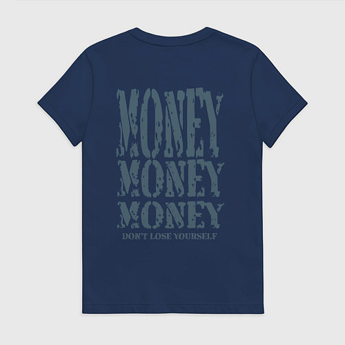Женская футболка Череп с короной на фоне денег / Тёмно-синий – фото 2