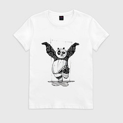 Футболка хлопковая женская Кунгфу панда По, цвет: белый