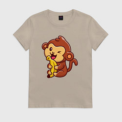 Футболка хлопковая женская Monkey banana, цвет: миндальный