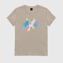 Футболка хлопковая женская Принцесса Селестия из My Little Pony в кино, цвет: миндальный