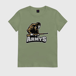 Футболка хлопковая женская Armys, цвет: авокадо
