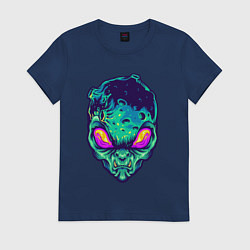 Футболка хлопковая женская Лунный пришелец, цвет: тёмно-синий