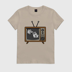 Футболка хлопковая женская TV shot, цвет: миндальный