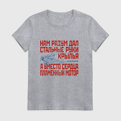 Футболка хлопковая женская Стальные руки крылья, цвет: меланж