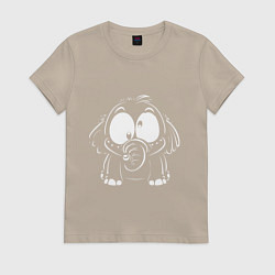 Футболка хлопковая женская Белый слон, цвет: миндальный