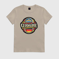 Футболка хлопковая женская Germany - Германия, цвет: миндальный