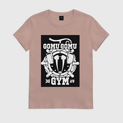 Футболка хлопковая женская Ван-Пис Луффи Монки Д плод, цвет: пыльно-розовый