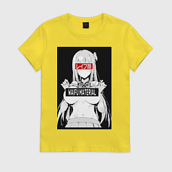Футболка хлопковая женская Senpai waifu, цвет: желтый