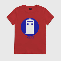 Футболка хлопковая женская Tardis police, цвет: красный