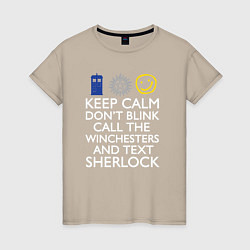 Футболка хлопковая женская Doctor Sherlock, цвет: миндальный