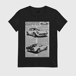 Футболка хлопковая женская Chevrolet Corvette, цвет: черный