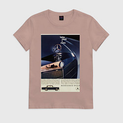 Футболка хлопковая женская Mercedes-benz автомобиль ретро, цвет: пыльно-розовый