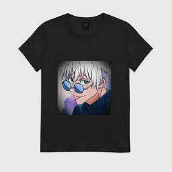 Футболка хлопковая женская Годжо, цвет: черный