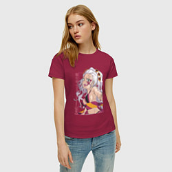 Футболка хлопковая женская Клинок рассекающий демонов Даки 6 высшая луна, цвет: маджента — фото 2