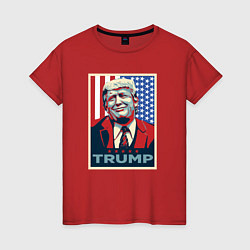 Футболка хлопковая женская Трамп Дональд, цвет: красный