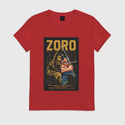 Футболка хлопковая женская One piece Зоро Pirate Hunter, цвет: красный