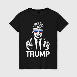 Футболка хлопковая женская Трамп наш, цвет: черный