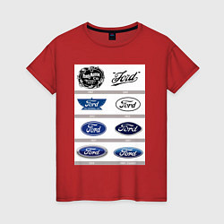 Футболка хлопковая женская Ford логотип, цвет: красный
