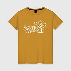 Футболка хлопковая женская South of midnight logo, цвет: горчичный
