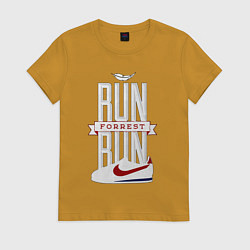 Футболка хлопковая женская Forrest Gump - run Forrest run, цвет: горчичный