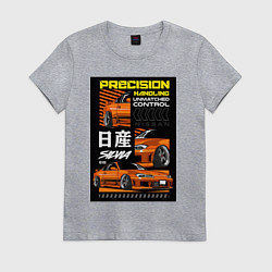 Футболка хлопковая женская Nissan Silvia авто, цвет: меланж