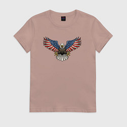 Футболка хлопковая женская Орёл - США, цвет: пыльно-розовый