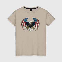 Футболка хлопковая женская Америка орёл, цвет: миндальный