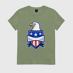 Футболка хлопковая женская Орёл и американский щит, цвет: авокадо