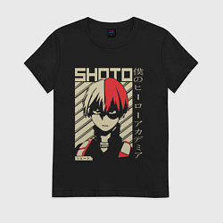 Футболка хлопковая женская Моя геройская академия Shoto, цвет: черный